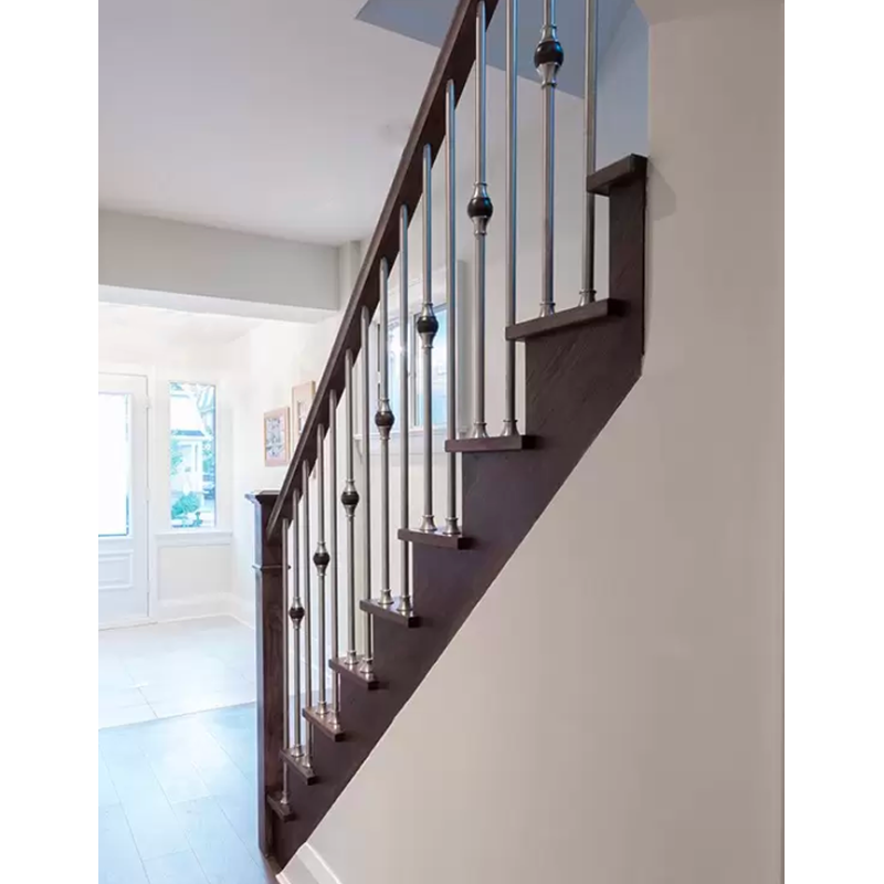   ZS SERIES  WOOD STAIRCASE WITH METAL, WOOD AND STAINLESS STEEL BALUSTERS  - ZS 01 - Prestige Metal