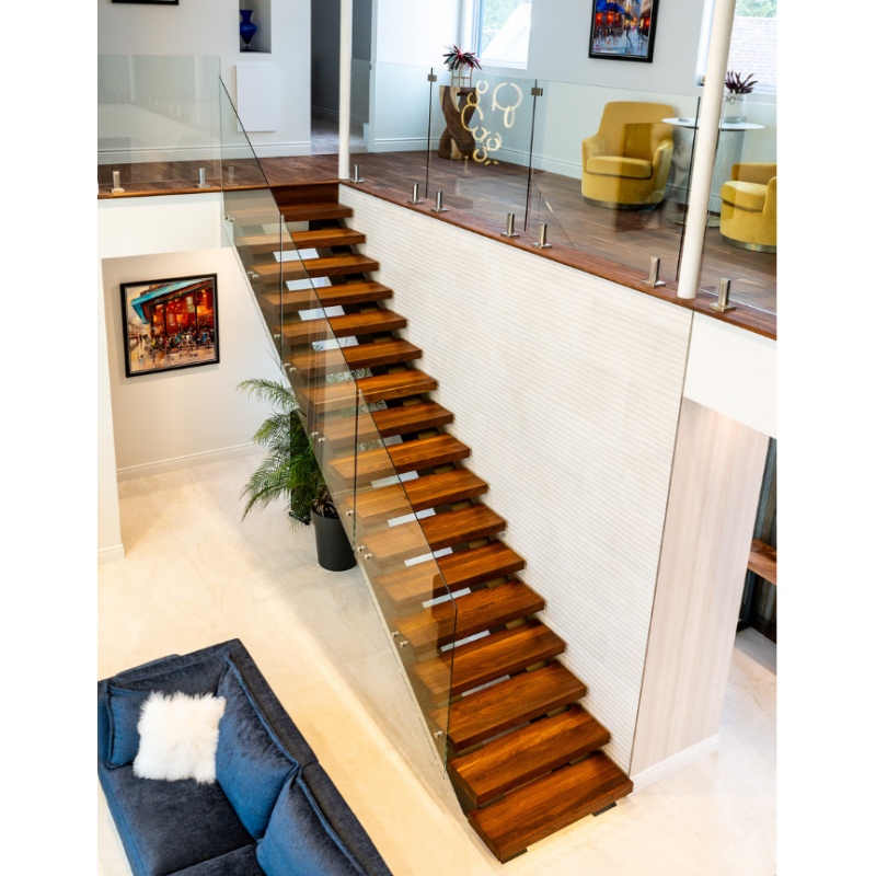   LNY STRINGER  FLOATING STAIRCASE WITH DOUBLE STEEL STRINGER AND GLASS RAILINGS 
   - New York - Prestige Metal