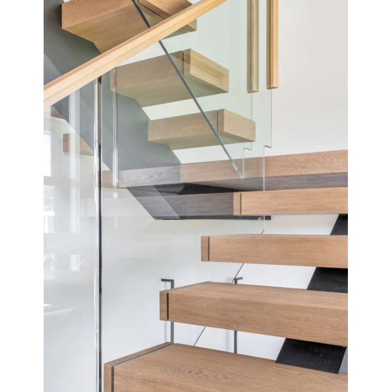 Escalier flottant en bois avec gardecorps en panneaux de verre et — free download